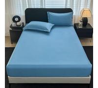 ZCXRYFL Drap Housse Coton Pur pour Matelas De 5-30 Cm De Hauteur, Single Double King Fitted Sheet, éLastique Tout Autour, Utilisable comme Drap Ou Couvre-Lit, Toute Saison(90x190cm,Blue)
