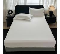 ZCXRYFL Drap Housse Coton Pur pour Matelas De 5-30 Cm De Hauteur, Single Double King Fitted Sheet, éLastique Tout Autour, Utilisable comme Drap Ou Couvre-Lit, Toute Saison(200x200cm,White)