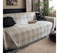 ZCXRYFL Grand Plaid Doux Couverture Et Polyvalent pour Canapé 1 2 3 4 Places Housse De Canapé Chenille RéVersible De Canapé d'angle pour Familles avec Chiens Et Chats(180X130cm,White)