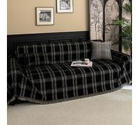 ZCXRYFL Grand Plaid Doux Couverture Et Polyvalent pour Canapé 1 2 3 4 Places Housse De Canapé Chenille RéVersible De Canapé d'angle pour Familles avec Chiens Et Chats(180X380cm,Black)