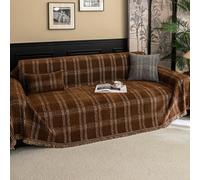 ZCXRYFL Grand Plaid Doux Couverture Et Polyvalent pour Canapé 1 2 3 4 Places Housse De Canapé Chenille RéVersible De Canapé d'angle pour Familles avec Chiens Et Chats(180X200cm,Coffee)