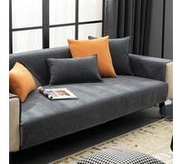 ZCXRYFL Housse Canapé Angle avec Accoudoirs Couverture De Canapé d'angle MagnéTique 1 2 3 4 Place Couvre Protecteur De Canapé en Chenille Cuir/Bois Housse De Canapé en Forme De L(70X150cm,Grey)
