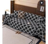 ZCXRYFL Housse De Canapé Angle De Luxe 1 2 3 4 Places Couvre De Canapé Chenille Jeté De Canapé RéVersible en Jacquard Noir Serviette De Canapé d'angle en Forme De L U pour ChâLe Lit(180X420cm,Black)
