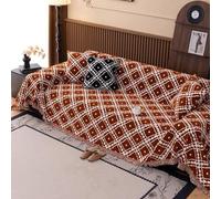 ZCXRYFL Housse De Canapé Angle De Luxe 1 2 3 4 Places Couvre De Canapé Chenille Jeté De Canapé RéVersible en Jacquard Noir Serviette De Canapé d'angle en Forme De L U pour ChâLe Lit(180X420cm,Orange)