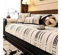 ZCXRYFL Housse De Canapé d'angle en Chenille 4 3 2 1 Places Housse De Coussin De SièGe De Canapé Couverture De Canapé en Forme De L Cuir/Bois Couvre Protege De Assise Canapé (110X280cm,Black)