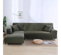 ZCXRYFL Housse De Canapé Extensible 1 2 3 4 Places Housses De Canapé d'angle Universel L/U Couvre De Canapé en Soie De Lait AntidéRapant Protection Canapé for Kids Pets,Green3-4Seater+4Seater