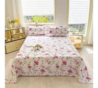 ZCXRYFL Linge De Lit 1~2 Personnes Draps Doux Et LéGers 100% Coton Drap Housse, Respirant, Facile d'entretien, Style Pastoral, Convient à Toutes Les Saisons(230x250cm,D)