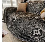 ZCXRYFL Plaids Jeté De Canapé Vintage Housse De Canapé en Chenille Couverture De Canapé Toutes Saisons pour CanapéS 1 2 3 4 Places Serviette De Canapé d'angle pour Pause DéJeuner(230X340cm,Black)