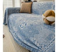 ZCXRYFL Plaids Jeté De Canapé Vintage Housse De Canapé en Chenille Couverture De Canapé Toutes Saisons pour CanapéS 1 2 3 4 Places Serviette De Canapé d'angle pour Pause DéJeuner(180X150cm,Blue)
