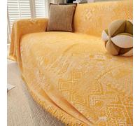 ZCXRYFL Plaids Jeté De Canapé Vintage Housse De Canapé en Chenille Couverture De Canapé Toutes Saisons pour CanapéS 1 2 3 4 Places Serviette De Canapé d'angle pour Pause DéJeuner(180X340cm,Yellow)