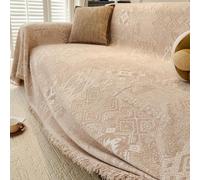 ZCXRYFL Plaids Jeté De Canapé Vintage Housse De Canapé en Chenille Couverture De Canapé Toutes Saisons pour CanapéS 1 2 3 4 Places Serviette De Canapé d'angle pour Pause DéJeuner(180X130cm,Khaki)