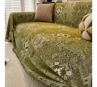 ZCXRYFL Plaids Jeté De Canapé Vintage Housse De Canapé en Chenille Couverture De Canapé Toutes Saisons pour CanapéS 1 2 3 4 Places Serviette De Canapé d'angle pour Pause DéJeuner(180X260cm,Green 2)
