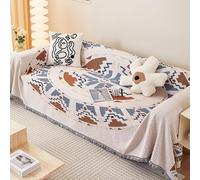 ZCXRYFL Plaids Ou Jeté De Canapé Luxe 1/2/3/4 Places Housse De Canapé Universelle en Forme De L/U Serviette De Canapé Chenille avec Franges Couverture Polyvalente pour Canapé Nappe Plage(180X380cm,C)