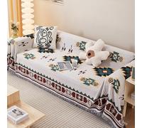 ZCXRYFL Plaids Ou Jeté De Canapé Luxe 1/2/3/4 Places Housse De Canapé Universelle en Forme De L/U Serviette De Canapé Chenille avec Franges Couverture Polyvalente pour Canapé Nappe Plage(180X340cm,F)
