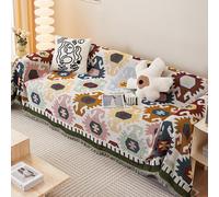 ZCXRYFL Plaids Ou Jeté De Canapé Luxe 1/2/3/4 Places Housse De Canapé Universelle en Forme De L/U Serviette De Canapé Chenille avec Franges Couverture Polyvalente pour Canapé Nappe Plage(90x90cm,D)