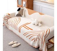 ZCXRYFL Plaids Ou Jeté De Canapé- RéVersible A/B 1/2/3/4 Places Serviette De Canapé Chenille Housse De Canapé d'angle De Luxe Grand Couverture De Canapé pour Chaise Lit, Lavable(180X300cm,Orange)