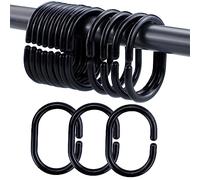 ZCYKJ Lot de 12 anneaux coulissants en plastique pour rideau de douche Noir