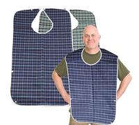 ZCYKJ Lot de 2 bavoirs lavables pour adultes pour personnes âgées, réutilisables pour manger pour homme, femme, bavoirs d'alimentation imperméables pour adultes, personnes âgées et handicapés (bleu et