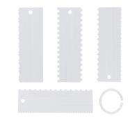 ZCYKJ Lot de 4 grattoirs à gâteau en plastique à rayures lisses pour décoration de gâteau de cuisine, outils de pâtisserie, emporte-pièce pour glaçage, crème au beurre et mousse (blanc)
