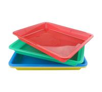 ZCYKJ Lot de 5 plateaux de service antidérapants en plastique multicolores pour l'école, la maison, l'art et l'artisanat, la peinture, les projets de bricolage, l'organisation (28 x 21 x 3 cm)
