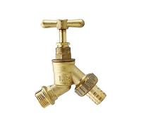 ZCYKJ Robinet de jardin extérieur avec raccord coudé BSP 1,27 cm BSP avec plaque murale de compression, à travers le mur, tube en cuivre de 15 mm (robinet à bavette simple)