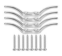 ZCZDHNA Stainless Steel Rope Cleats | 4 - Pack Boat & Flagpole Anchor Hooks | Non - Corroding Marine Cleats for Awnings/Tarps/Docks | Easy Mount with Screws Included