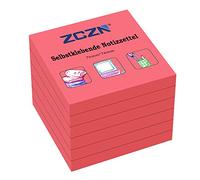 ZCZN Notes Adhésives à Forte Adhérence, Lot de 6 Blocs de Sticky Notes, 76 mm x 76 mm, 80 Feuilles/Bloc, Rouge