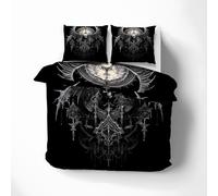 ZDABAOEC Housse de Couette 220x240 Tête de Mort, Parure de Lit 2 Personnes Imprimée Reversible Motif Gothique, 2 Taies d'oreiller 65x65, avec Fermeture Eclair, Microfibre Douce