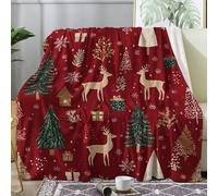 ZDABAOEC Plaid Polaire 220x240, Motif Noël Rouge, Couverture Lit 2 Personnes, Jete de Canape Grande Taille XXL, Couvertures et Plaids Flanelle Ultra Doux