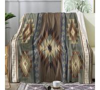 ZDABAOEC Plaid Polaire, Motif Aztèque Géométrique Tribal Western Ethnique, Couverture Lit 1 Personne, Jete de Canape 130x150, Couvertures et Plaids Flanelle Ultra Doux