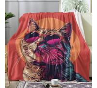ZDABAOEC Plaid Polaire, Motif Chat Mignon Chaton Drôle, Couverture Lit 1 Personne, Jete de Canape 130x150, Couvertures et Plaids Flanelle Ultra Doux