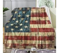 ZDABAOEC Plaid Polaire, Motif Drapeau Américain, Couverture Lit 1 Personne, Jete de Canape 130x150, Couvertures et Plaids Flanelle Ultra Doux