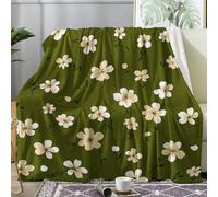 ZDABAOEC Plaid Polaire, Motif Fleurs Vert Sauge, Couverture Lit 2 Personnes, Jete de Canape Grande Taille 230x270, Couvertures et Plaids Flanelle Ultra Doux