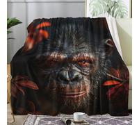 ZDABAOEC Plaid Polaire, Motif Gorille Chimpanzé, Couverture Lit 1 Personne, Jete de Canape 130x150, Couvertures et Plaids Flanelle Ultra Doux