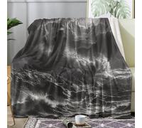 ZDABAOEC Plaid Polaire, Motif Phare Paysage Vague, Couverture Lit 1 Personne, Jete de Canape 150x200, Couvertures et Plaids Flanelle Ultra Doux