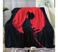 ZDABAOEC Plaid Polaire, Motif Samouraï Japonais, Couverture Lit 2 Personnes, Jete de Canape Grande Taille 230x270, Couvertures et Plaids Flanelle Ultra Doux