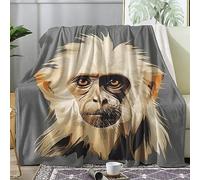 ZDABAOEC Plaid Polaire, Motif Singe - Couverture Lit 1 Personne, Jete de Canape 130x150, Couvertures et Plaids Flanelle Ultra Doux
