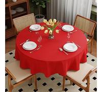 Zdada Nappe lavable ronde Ø180cm en polyester, résistante aux rayures, protection anti-taches, chemin de table pour l'extérieur, vaisselle pour jardin, salle à manger, fêtes et ménage, rouge