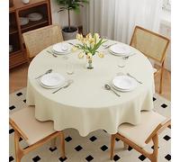 Zdada Nappe lavable ronde beige Ø160cm en polyester, résistante aux rayures, protection anti-taches, nappe pour l'extérieur, pour jardin, salle à manger, fêtes et intérieur