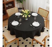 Zdada Nappe lavable ronde en polyester Ø160cm, résistante aux rayures, protection anti-taches, tissu de table pour l'extérieur, pour jardin, salle à manger, fêtes et ménage, noire