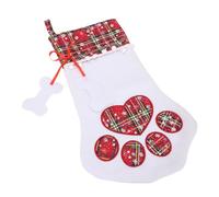 ZDAGELD Chaussette de Noël Créative à Carreaux de Grande capacité à Suspendre pour Sac, Charmant Design en Forme de Pied de Chien avec Tissu à Carreaux, Matériau en Coton épais (Rouge)