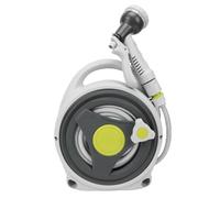 ZDAGELD Enrouleur de Tuyau D'arrosage Portable de 15,2 M, Fourre-tout Léger en ABS avec Buse à 9 Motifs pour Petite Cour, Balcon et Terrasse, Rembobinage Manuel et Aucun Assemblage