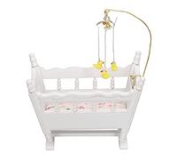 ZDAGELD Lit de bébé en Bois à L'échelle 1:12 - Berceau Miniature Ultra-Réaliste, Meuble Décoratif Exquis Fait Main pour Maison de Poupée, Décoration Réaliste pour Le Jeu avec Poupées et