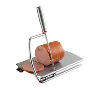 ZDAGELD Planche à Découper en Acier Inoxydable pour Trancheuses à Fromage, Jambon, Pain, Outil de Cuisine Polyvalent, avec Mesure Précise, Base Antidérapante (Style de lame)