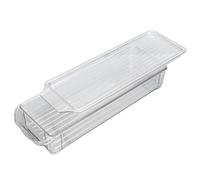 ZDAGELD Poubelle de Rangement Transparente de Grande capacité de qualité Alimentaire, Bacs de Rangement en Plastique Multifonctions Portables et Durables avec Couvercle pour (Étroit et court (avec