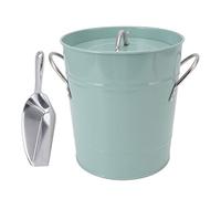 ZDAGELD Seau à Glace Rond avec Poignée, Seau à Glace galvanisé Sûr de Grande capacité, Léger et Portable pour les Fêtes au Bar, au Restaurant, Bleu, Facile à Nettoyer et à Entretenir