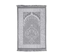 ZDAGELD Tapis de Prière Doux et épais brodé avec Pompon pour Femmes, Hommes et Enfants, Méditation, avec Sac de Rangement, Perles (Gris argenté)