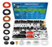 ZDBB 258 pices Kit de rondelle de robinet et de joint de tuyau 2 en 1 pour assortiment de robinets extrieurs, tuyau d'arrosage, tige de valve u
