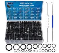 ZDBB Kit d'assortiment de 1280 joints toriques en caoutchouc, 24 tailles, avec crochets et pics, pour nettoyeur haute pression, robinet, plomberie, diamètre extérieur 6 mm-28 mm