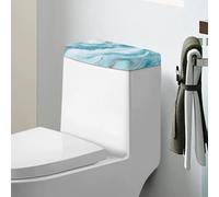 ZDCUSTOM Housse de protection pour réservoir de toilettes - Motif marbre - Lavable en machine - Bleu